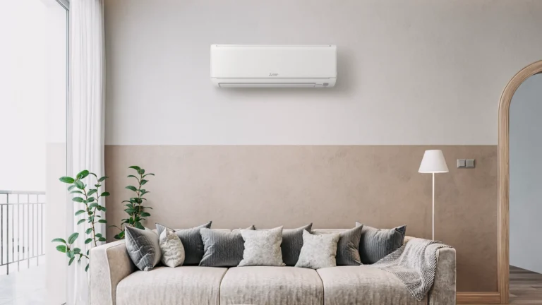 Mitsubishi ductless above couch